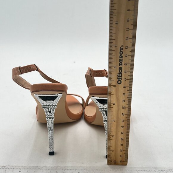 Nude Women Open Toe Slip on Sandals High Heel Slingbacks Braid Ball Dance Shoes - Picture 4 of 6